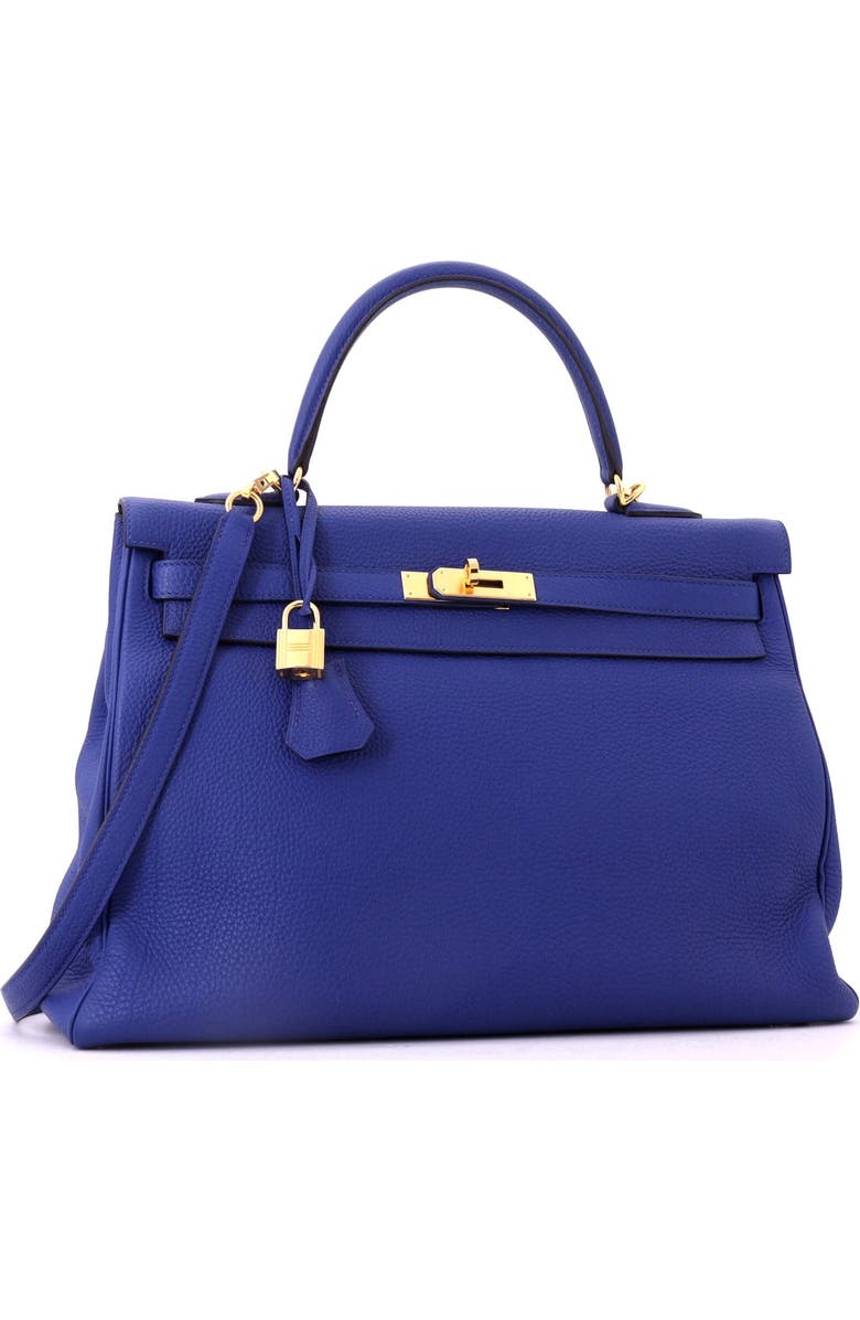 Pre-Owned Hermes Kelly Handbag Blue Togo with Gold Hardware 35, Alternate, color, Bleu Electrique