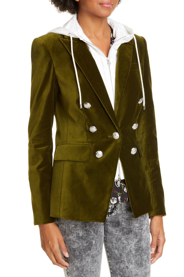 Lawrence Velvet Dickey Jacket, Alternate, color, OLIVE