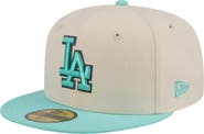 New Era Men's New Era Light Beige/Turquoise Los Angeles Dodgers Two-Tone Color Pack 59FIFTY Fitted Hat