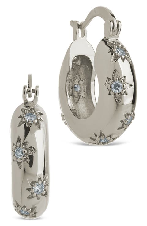 Charleigh Cubic Zirconia Starburst Hoop Earrings