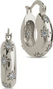 Sterling Forever Charleigh Cubic Zirconia Starburst Hoop Earrings