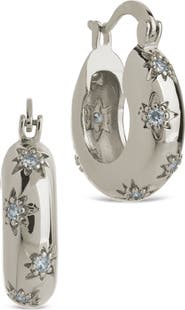 Sterling Forever Charleigh Cubic Zirconia Starburst Hoop Earrings