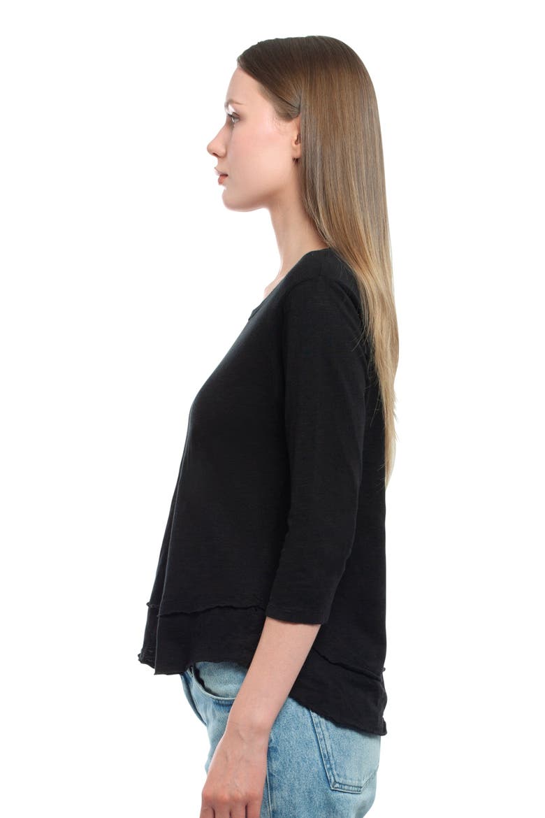 Shrunken Crew 3/4 Sleeve Mock Layer Tee, Alternate, color, Pink a Boo