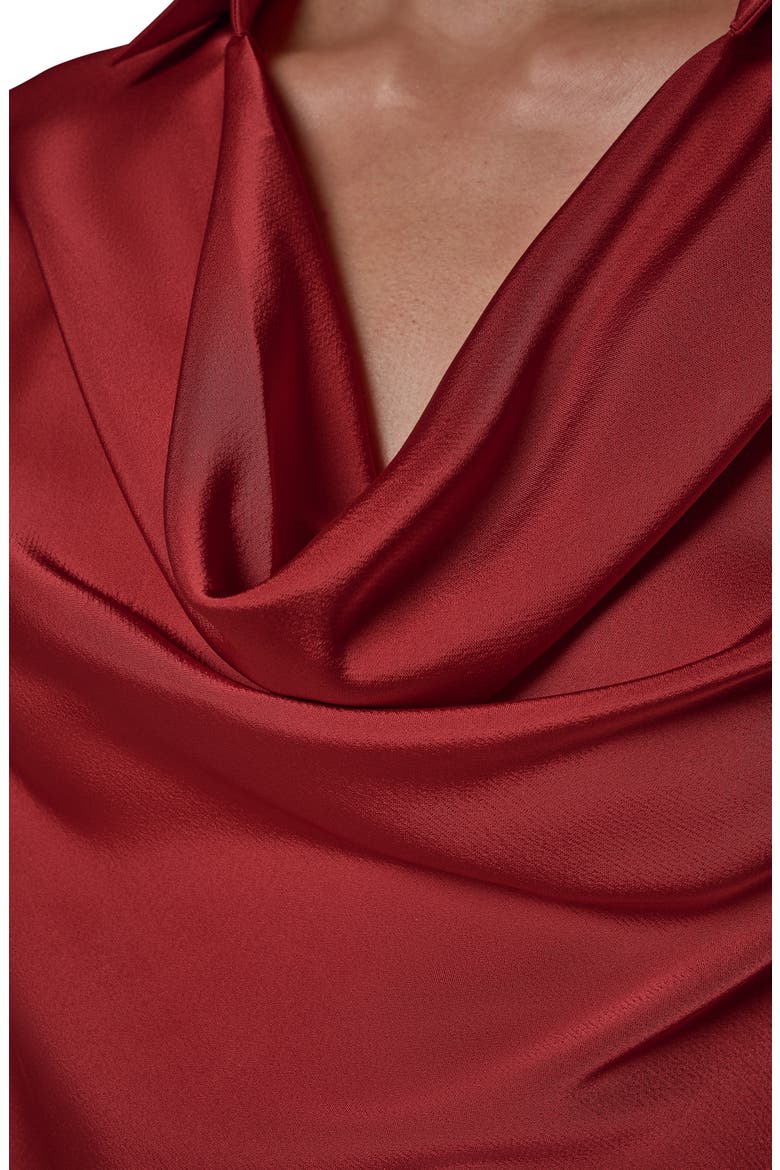 Roll Sleeve Cowl Neck Top, Alternate, color, RED VELVET