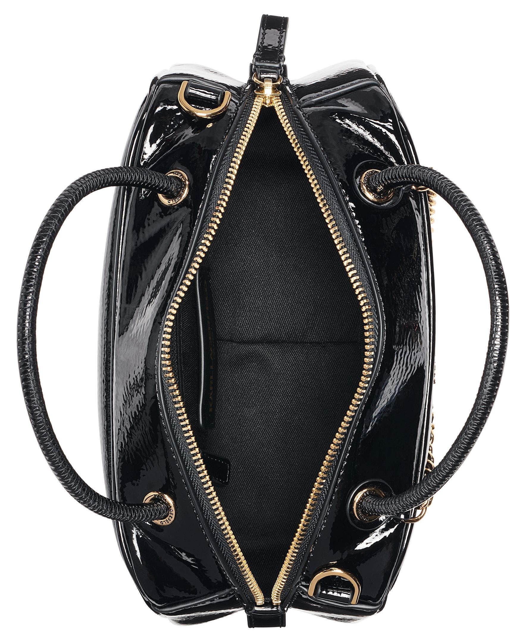 Zaylia Patent Mini Crossbody, Alternate, color, Black/Gold