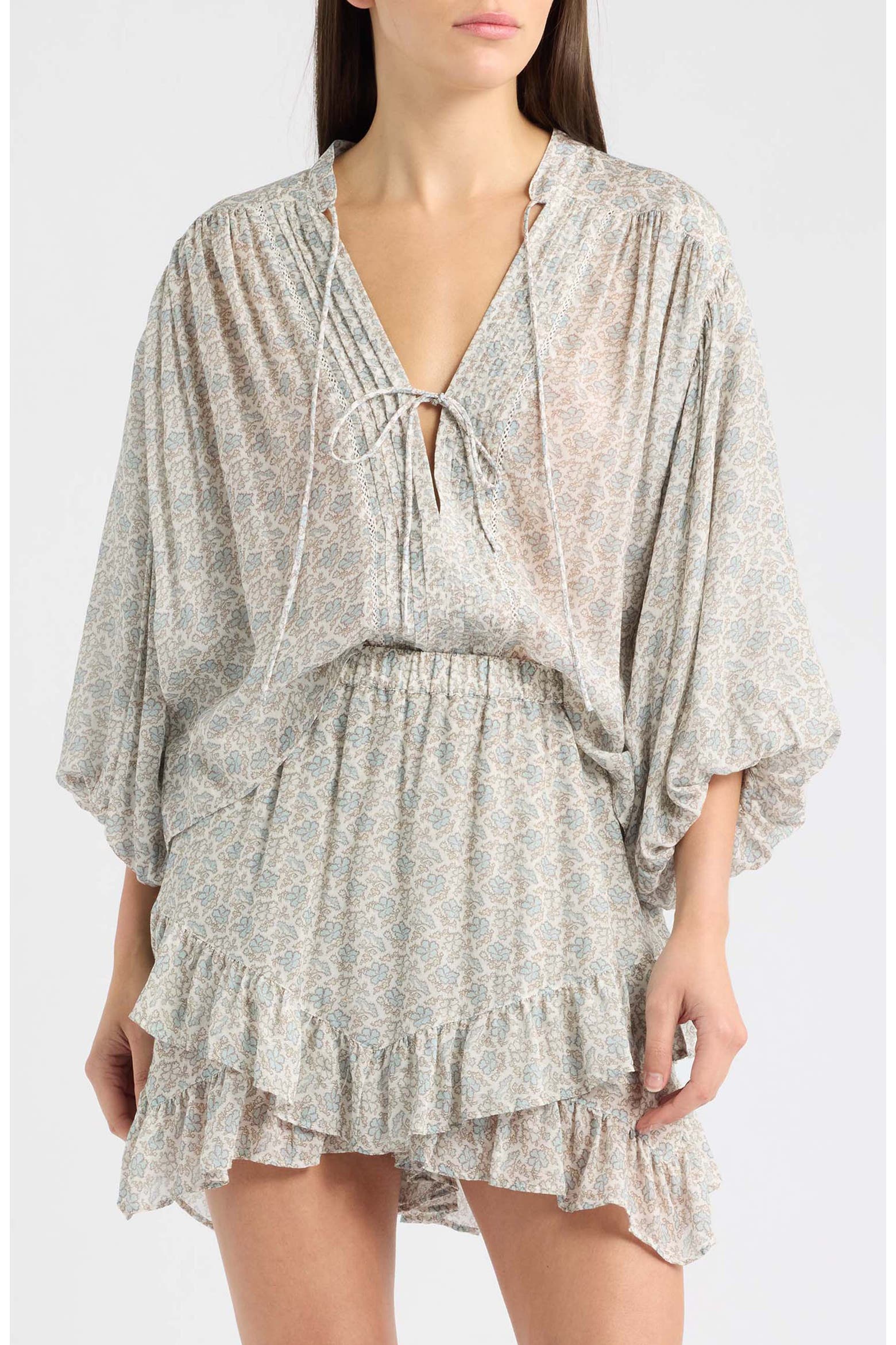 Lace Balloo Color BOSS Orange Bales Floral Lace Trim Balloon Sleeve Top (Women) | Nordstrom