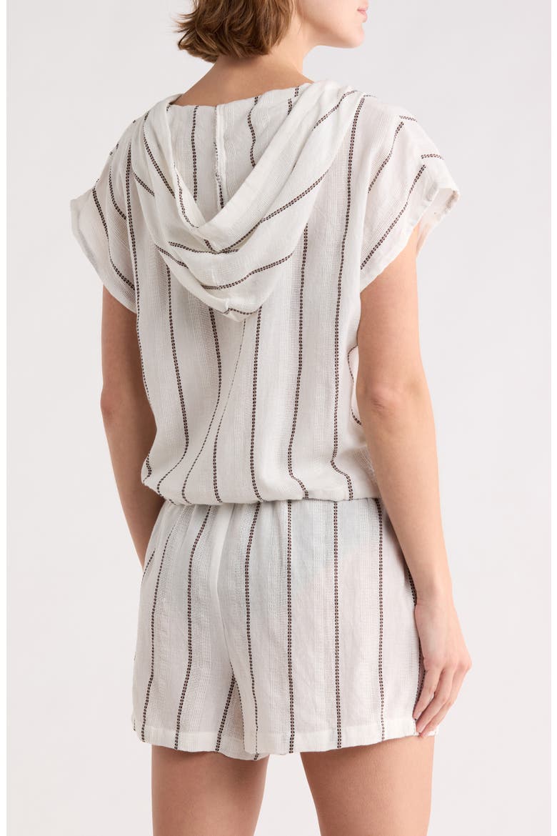 Kanga Stripe Cover-Up Hoodie, Alternate, color, WHITE/ BROWN STRIPE