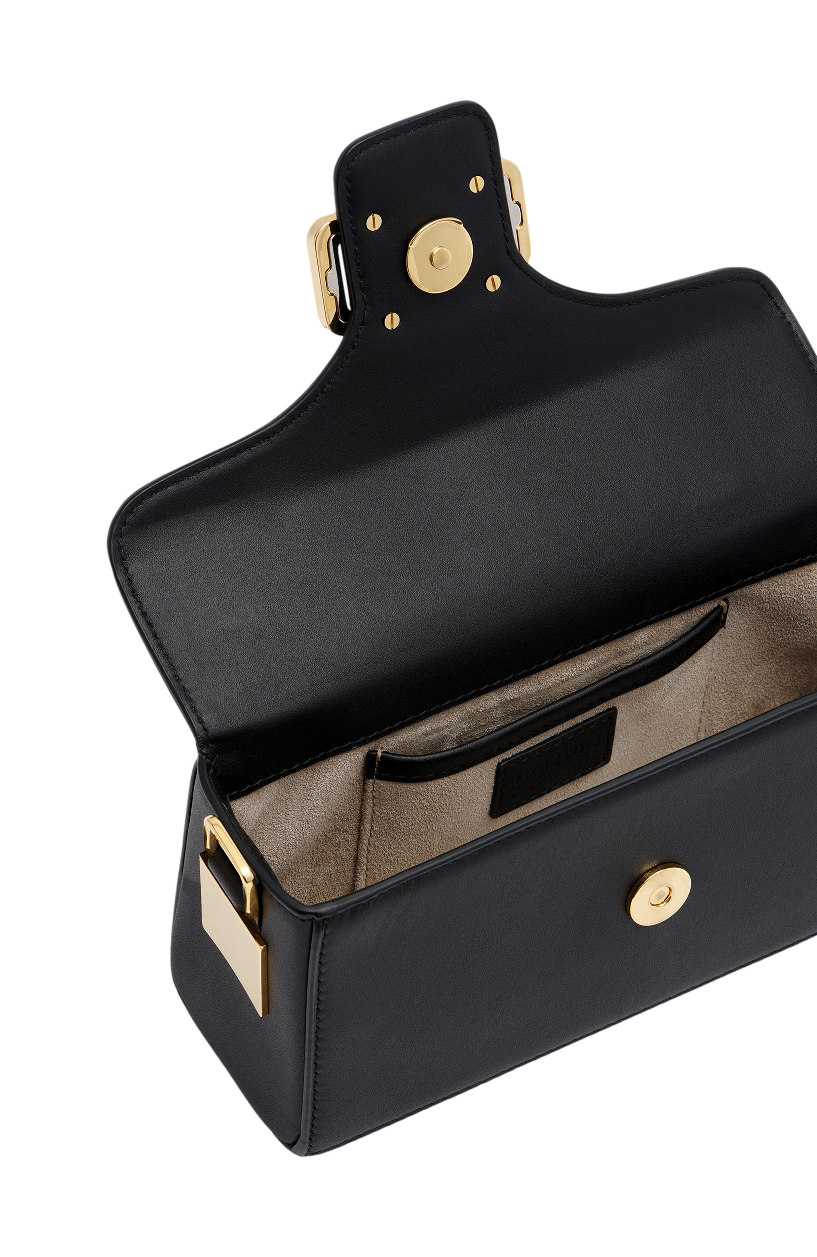 Lanvin Nano Pencil Cat Leather Bag, Alternate, color, Black