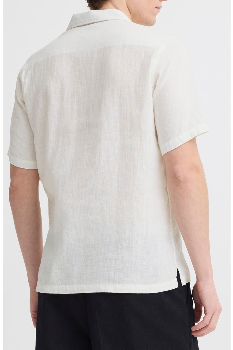 Sauby Linen Blend Camp Shirt, Alternate, color, SNOW WHITE