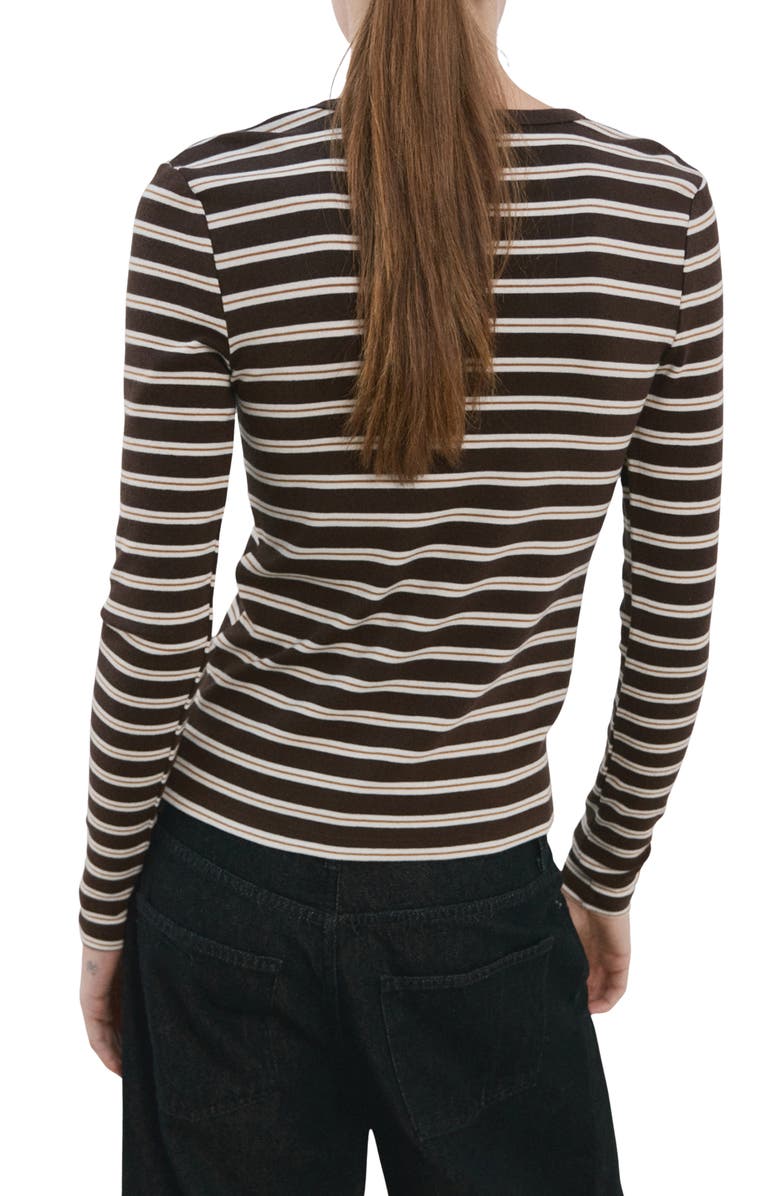 MANGO Stripe Long Sleeve T-Shirt, Alternate, color, Brown