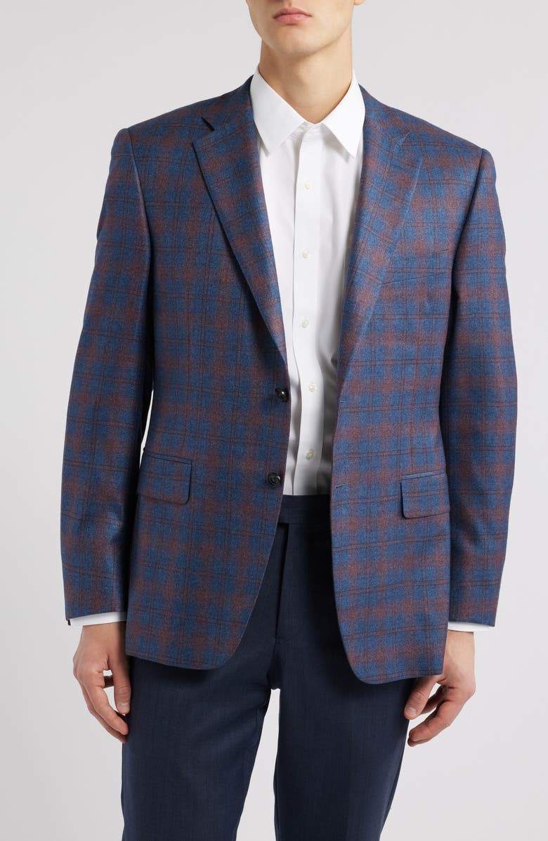 Canali Siena Regular Fit Plaid Silk & Cashmere Sport Coat, Main, color, 