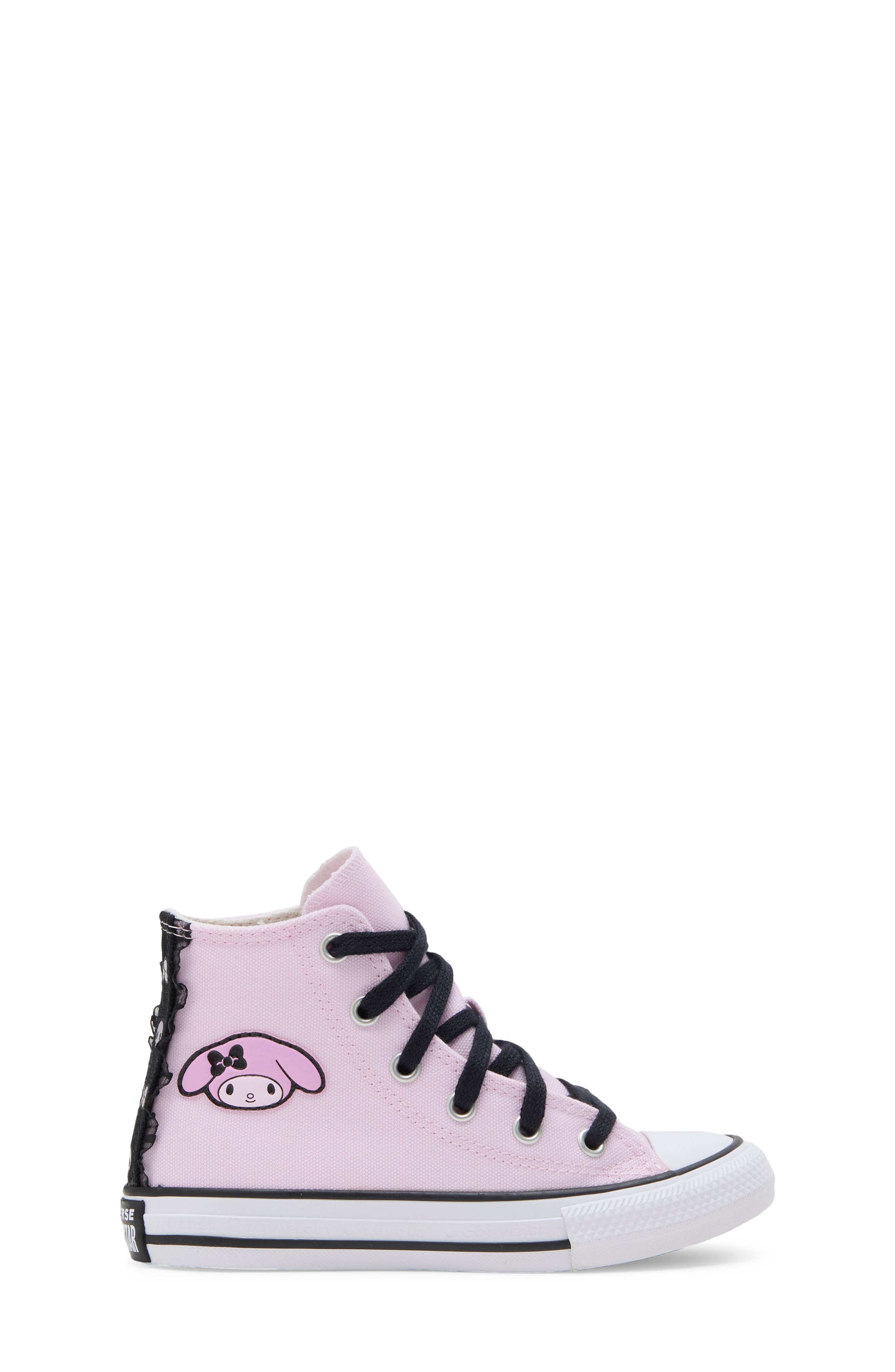 Kids' My Melody & Kuromi x Chuck Taylor All Star High Top Sneaker, Alternate, color, BLACK/ PINK/ BROWN