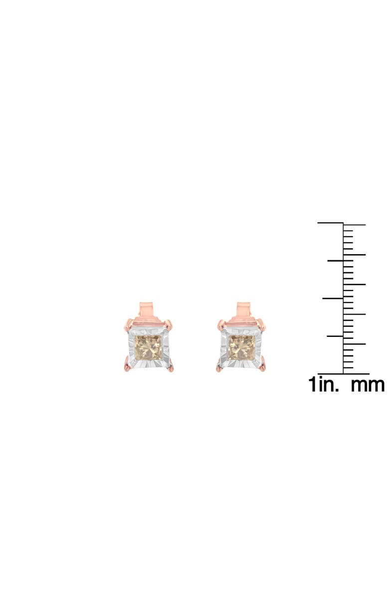 Haus of Brilliance 14K Rose Gold Plated 1/2 Ct Princess Diamond Solitaire Stud Earrings, Alternate, color, White
