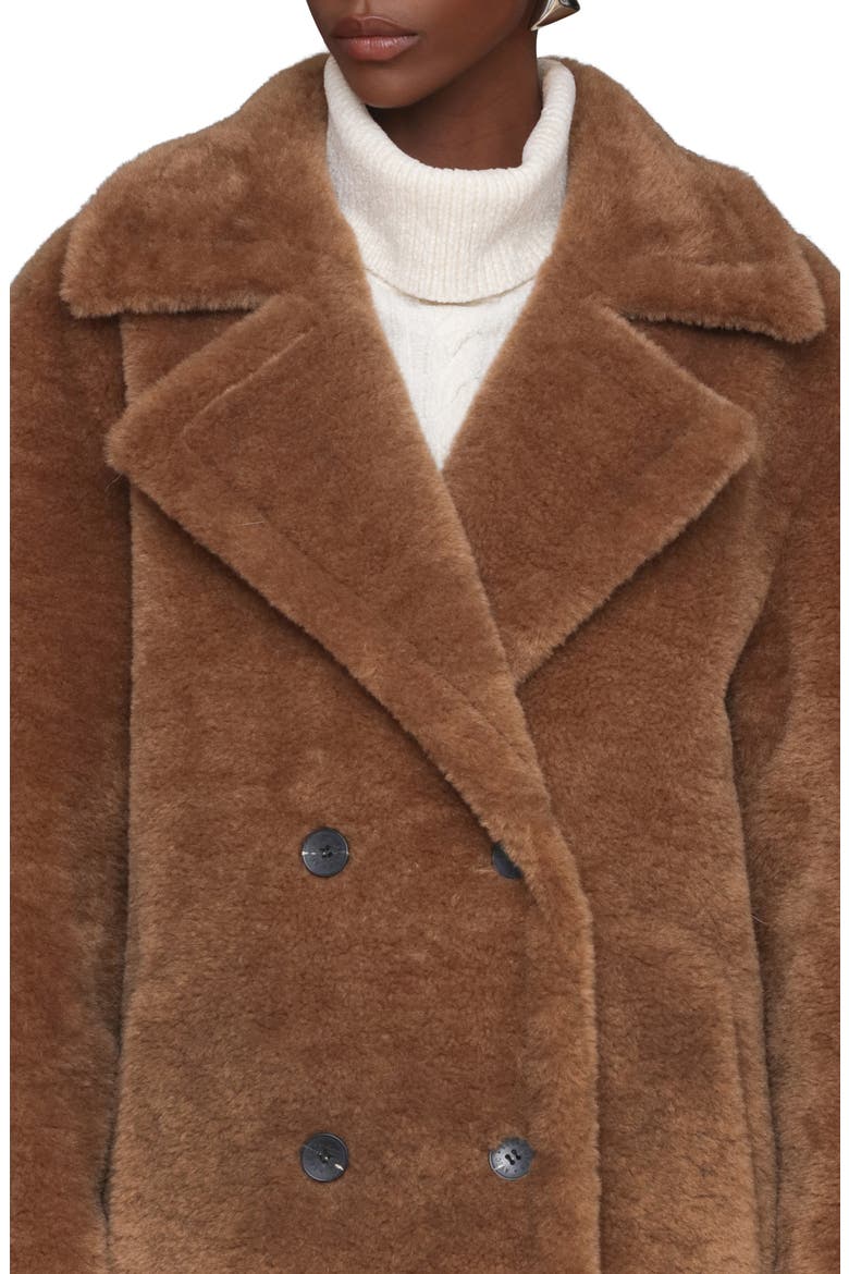 Double Breasted Oversized Faux Fur Maxi Coat, Alternate, color, TEDDY