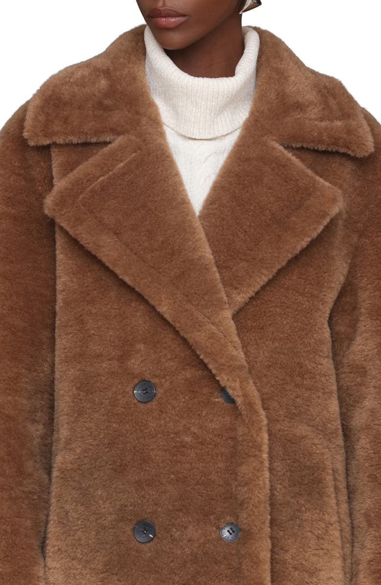 Avec Les Filles Double Breasted Oversized Faux Fur Maxi Coat, Alternate, color, Teddy