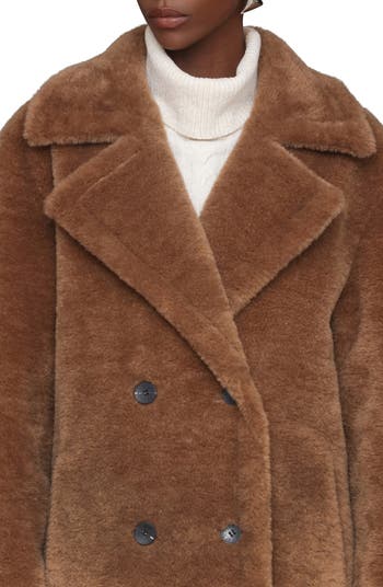 Double Breasted Oversized Faux Fur Maxi Coat