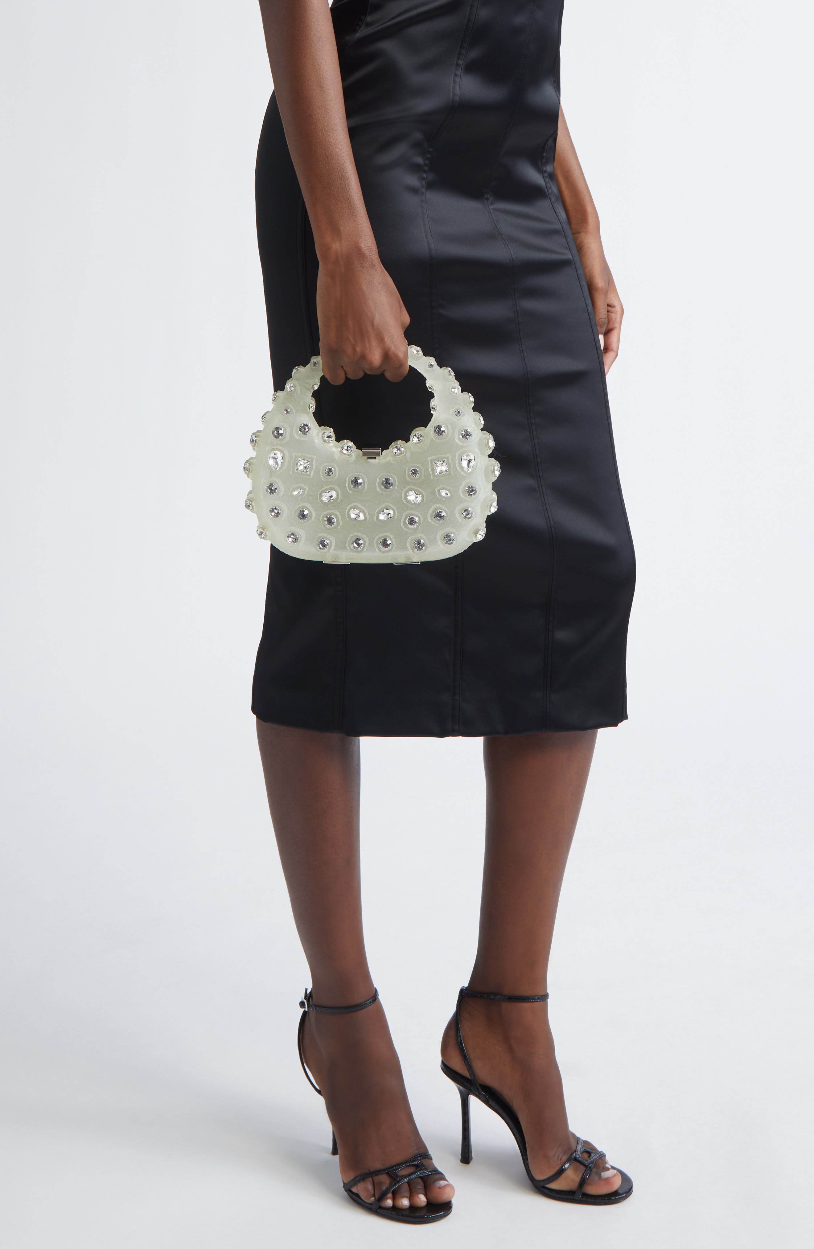 L’alingi Iced Meleni Crystal Embellished Handbag, Alternate, color, Clear