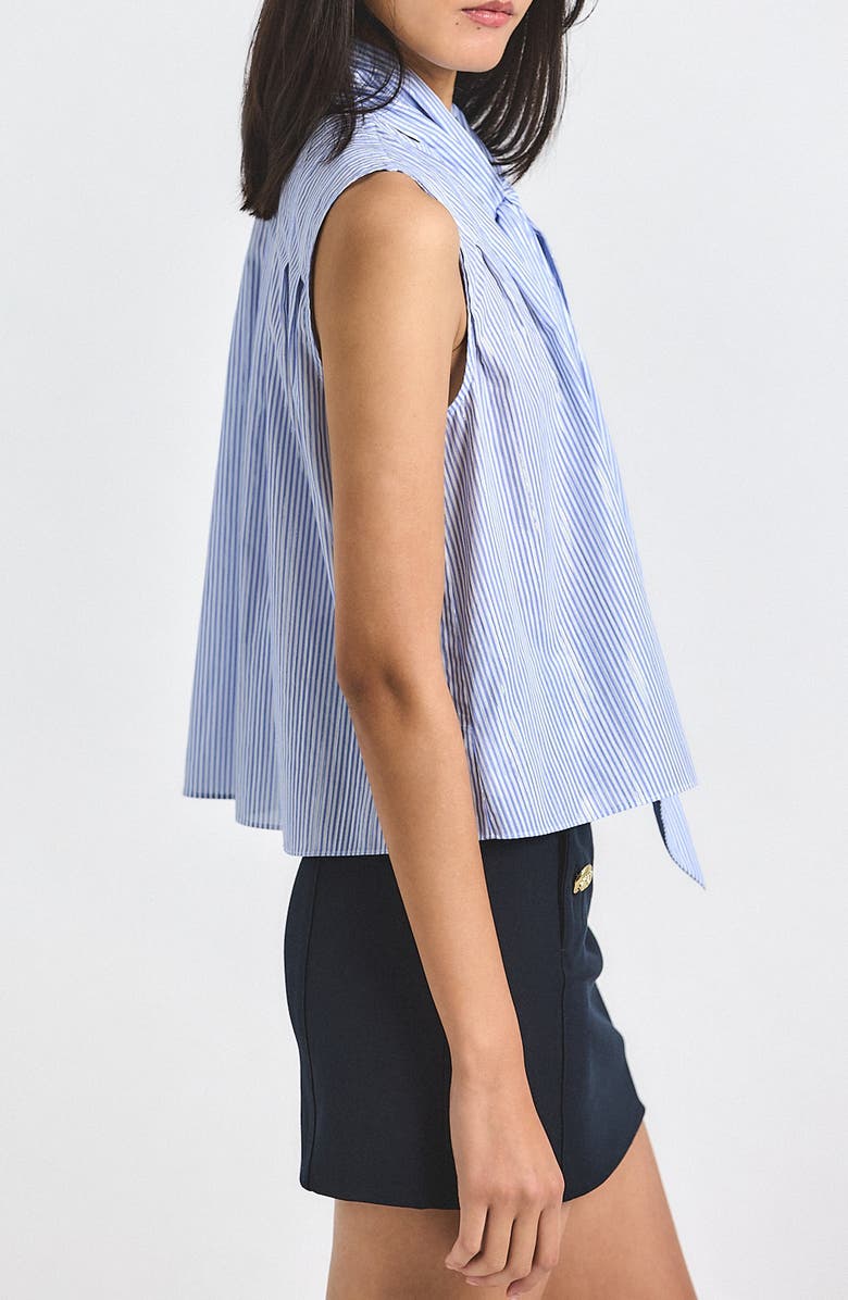 Derek Lam 10 Crosby Aviana Stripe Sleeeless Tie Neck Top, Alternate, color, Blue Multi