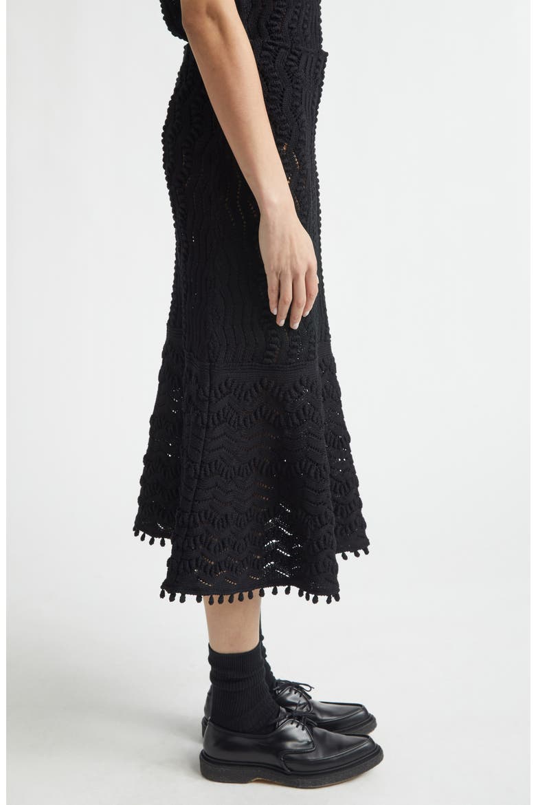 Textured Lace Pointelle Sweater Skirt, Alternate, color, BLACK