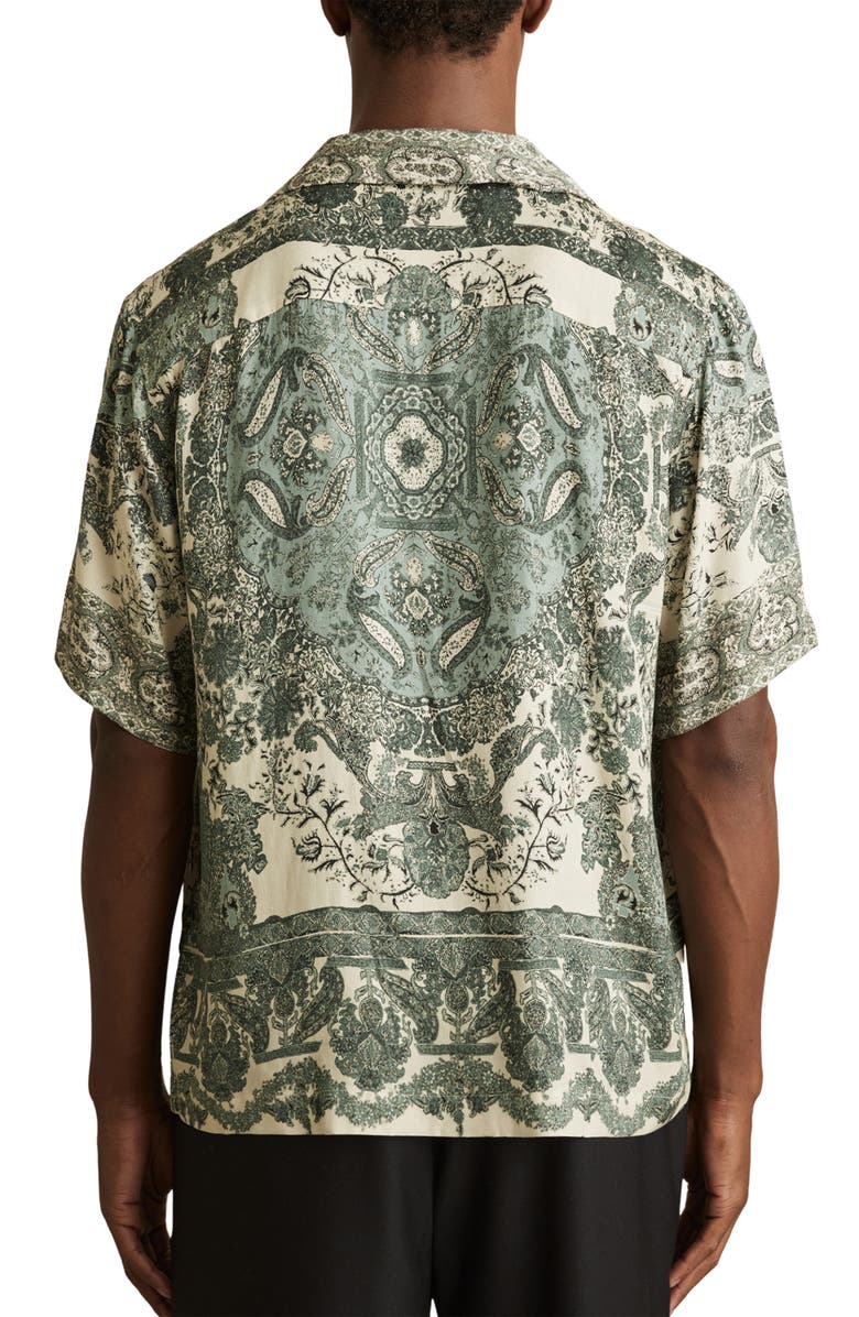 Reiss Samberg Paisley Camp Shirt, Alternate, color, Green