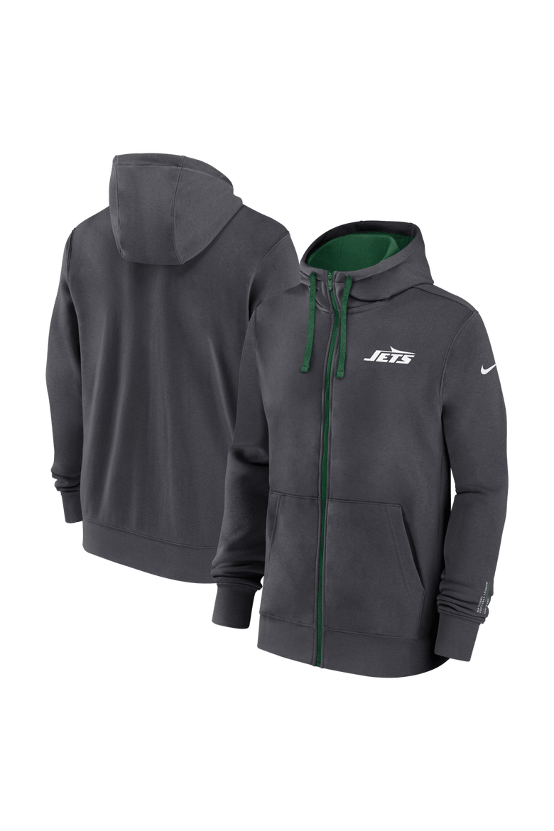 Men's Nike Anthracite New York Jets Primetime Club Full-Zip Hoodie, Main, color, Anthracite