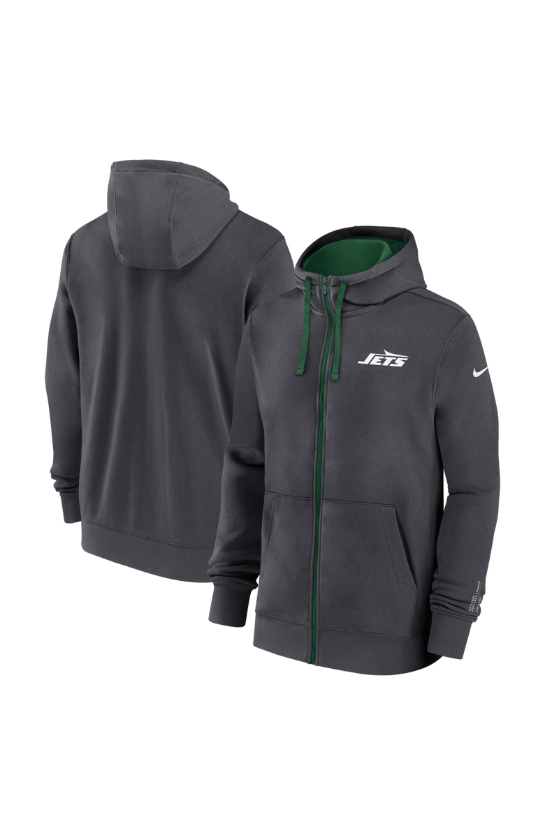 Nike Men's Nike Anthracite New York Jets Primetime Club Full-Zip Hoodie, Main, color, Anthracite
