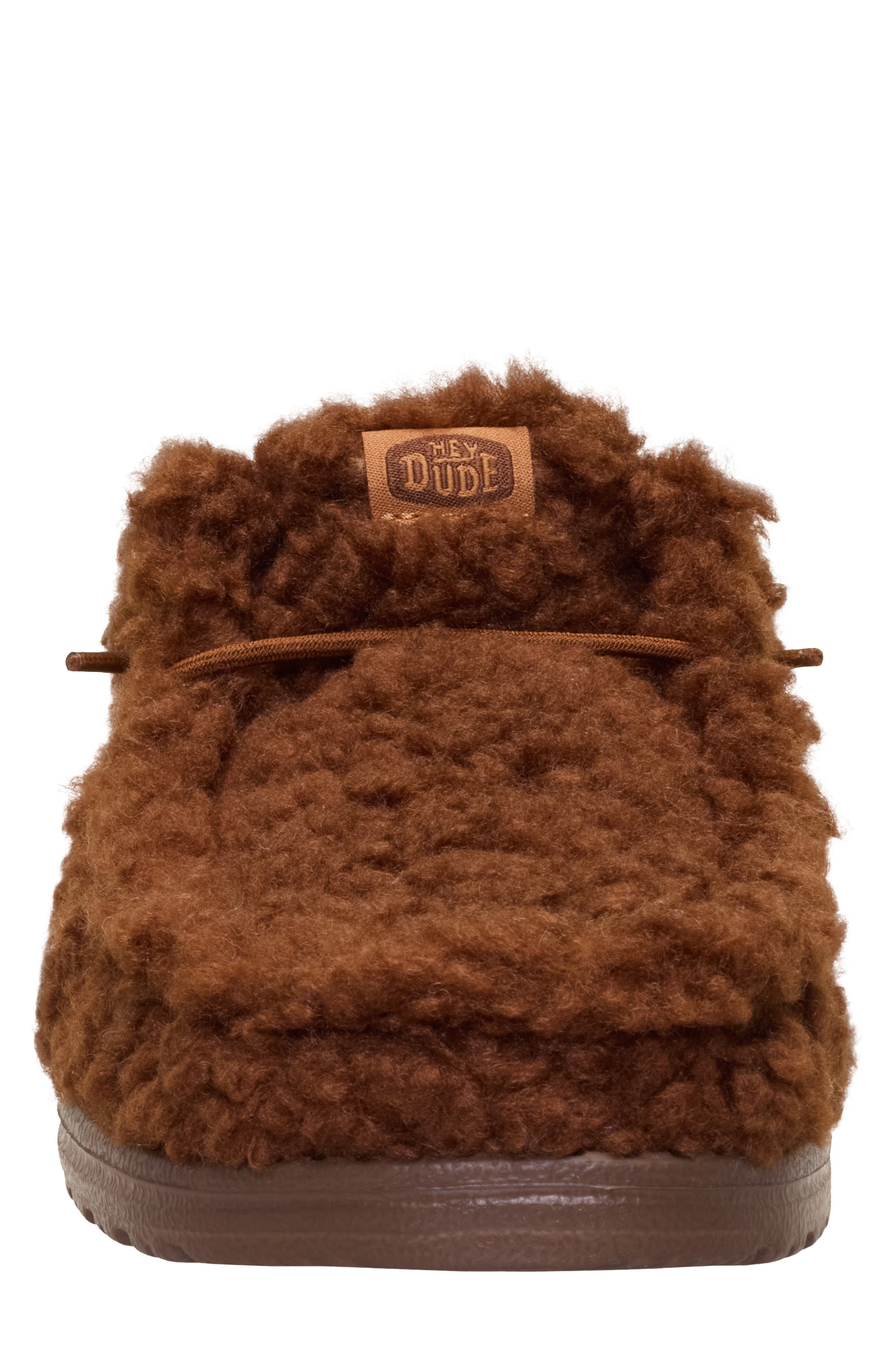 Hey Dude Wally Faux Shearling Slipper, Alternate, color, Downtown Brown