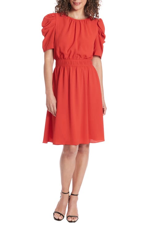 Caterpillar Sleeve Fit & Flare Dress