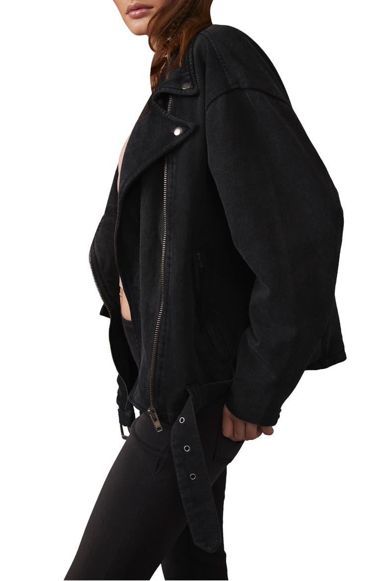 Rebel Rebel Cotton Moto Jacket, Alternate, color, BLACK