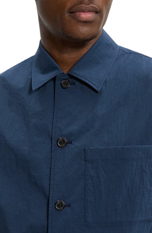 Theory Spread Collar Pocket Overshirt In Blue