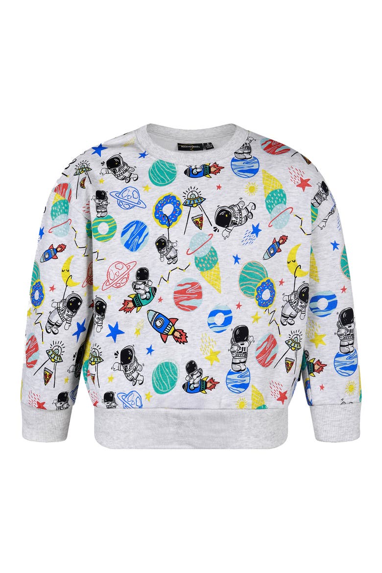 Kids' Crewneck French Terry Sweatshirt, Main, color, ROCKET GREY