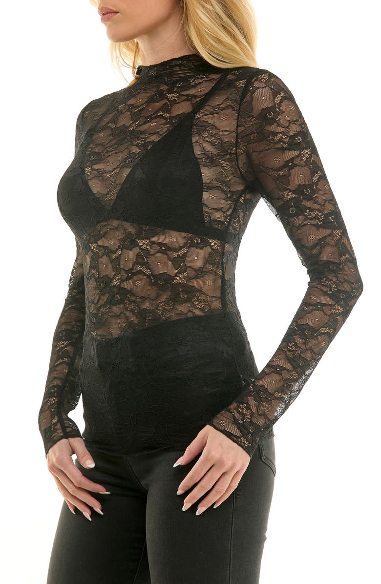 Socialite Lace Long Sleeve Top, Alternate, color, Black
