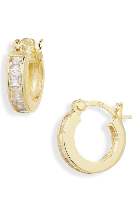 Princess Cut Cubic Zirconia Huggie Hoop Earrings