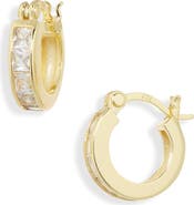 ARGENTO VIVO Princess Cut Cubic Zirconia Huggie Hoop Earrings