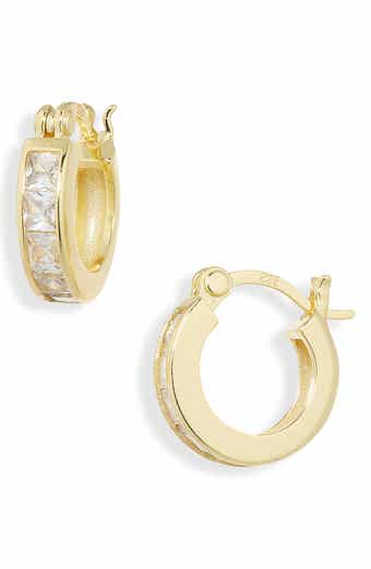 ARGENTO VIVO Princess Cut Cubic Zirconia Huggie Hoop Earrings