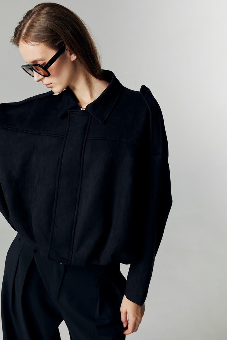 Qiana Suede Jacket, Alternate, color, Black