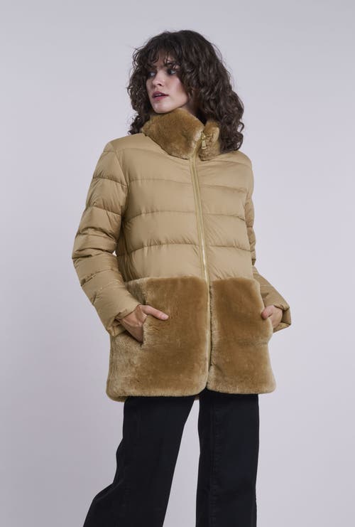 Blue Duck Down And Shearling Jacket In Brown