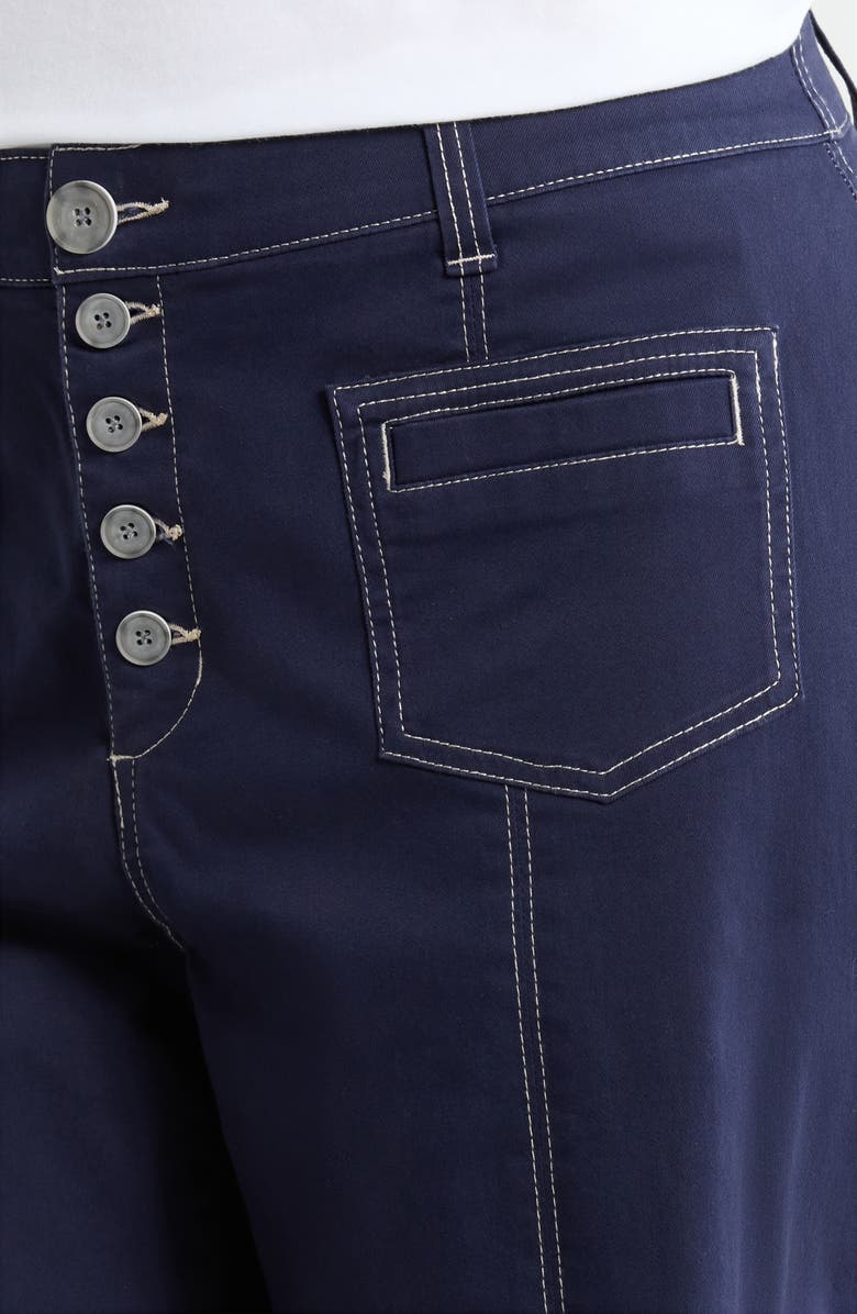 Wit & Wisdom 'Ab'Solution Skyrise Exposed Button Wide Leg Twill Pants, Alternate, color, Evening Blue