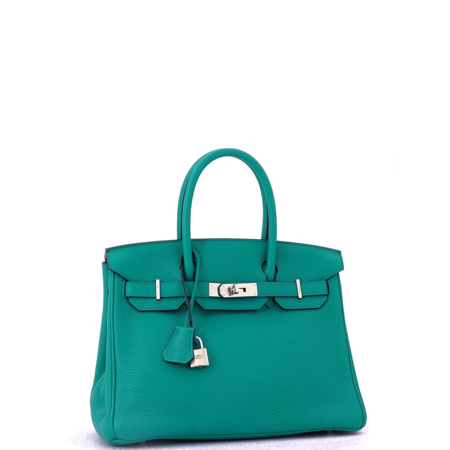 Pre-Owned Hermes Birkin Handbag Blue Clemence with Palladium Hardware 30, Alternate, color, 