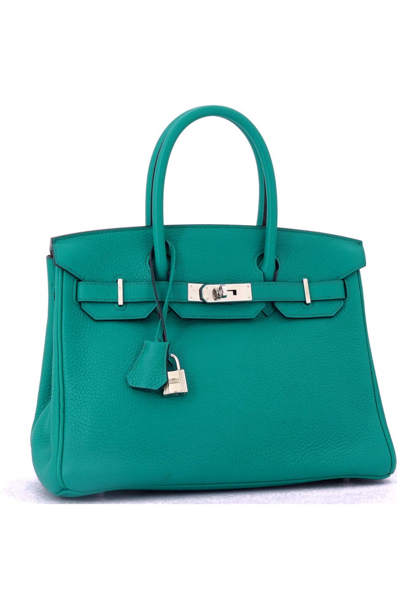 Pre-Owned Hermes Birkin Handbag Blue Clemence with Palladium Hardware 30, Alternate, color, Bleu Paon