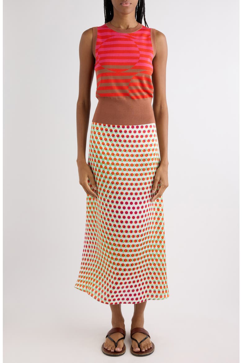Susya Bis Optical Layered Polka Dot Silk Midi Skirt, Alternate, color, ECRU
