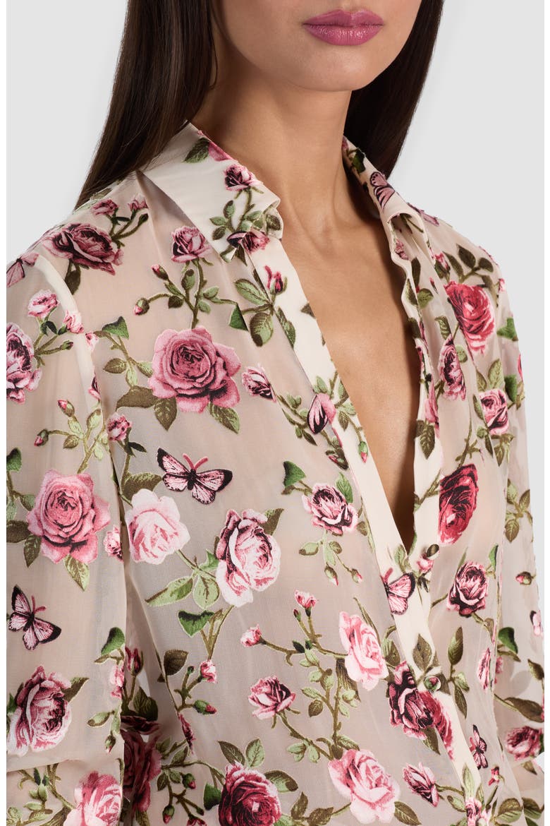 Eloise Floral Silk Button-Up Shirt, Alternate, color, GARDEN GOSSIP OFF WHITE