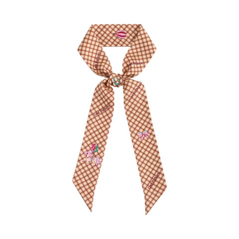 "Pop Pony" Silk Twill Skinny Scarf