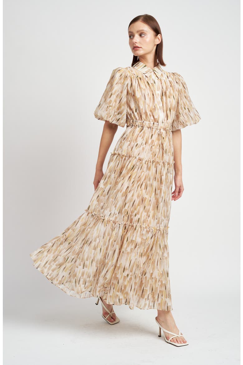Billie Tiered Dress, Alternate, color, TAUPE MULTI