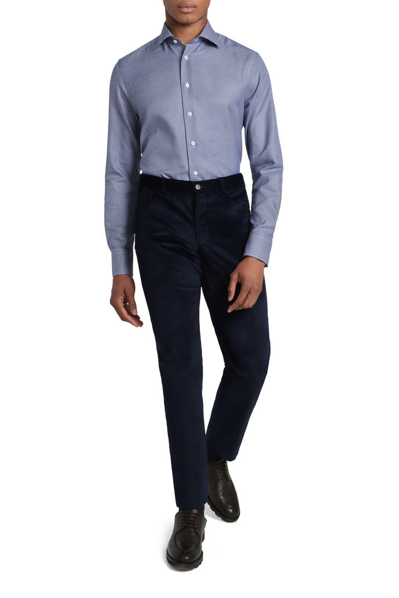 Kensington Dobby Cotton Dress Shirt, Alternate, color, NAVY