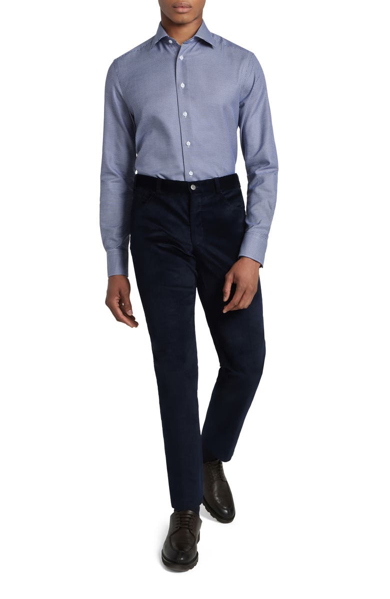 Jack Victor Kensington Dobby Cotton Dress Shirt, Alternate, color, Navy