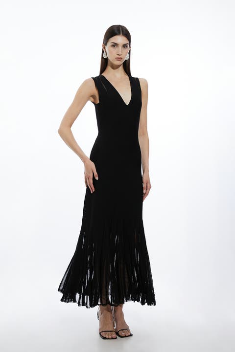 Viscose Sheer Detail Skirt Maxi Dress