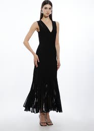 Karen Millen Viscose Sheer Detail Skirt Maxi Dress
