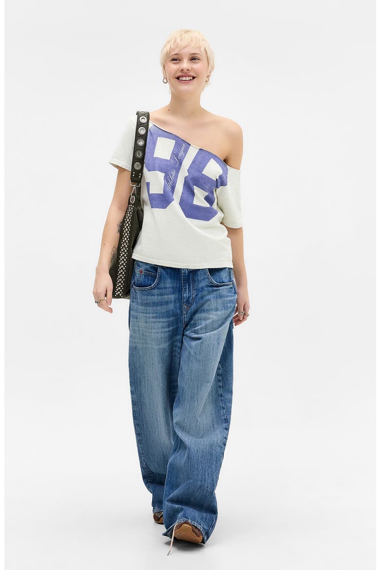 Off the Shoulder Logo Graphic T-Shirt, Alternate, color, GREY MARL