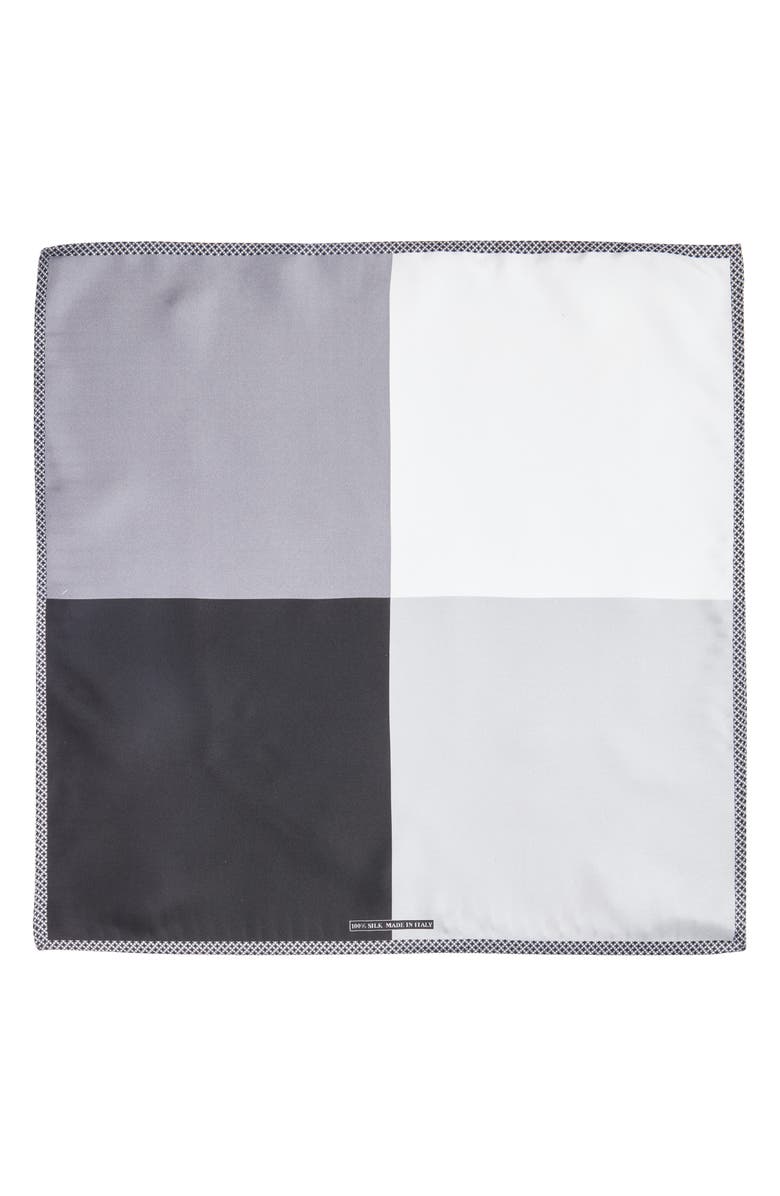Nordstrom Panel Silk Pocket Square, Alternate, color, Grey/ Black